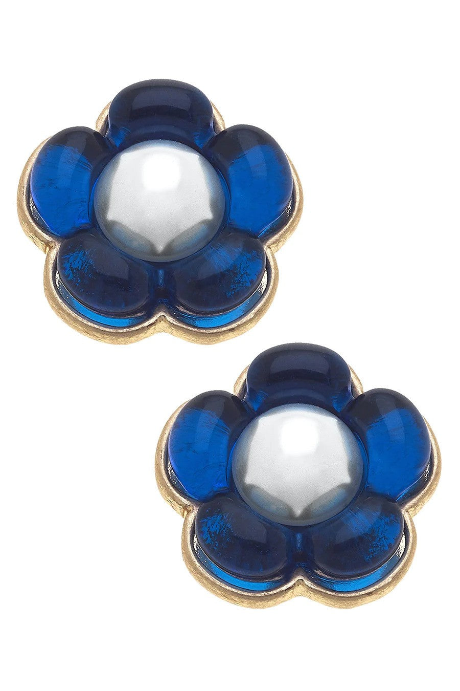 Canvas Style- Flower Power Stud Earrings- BLUE