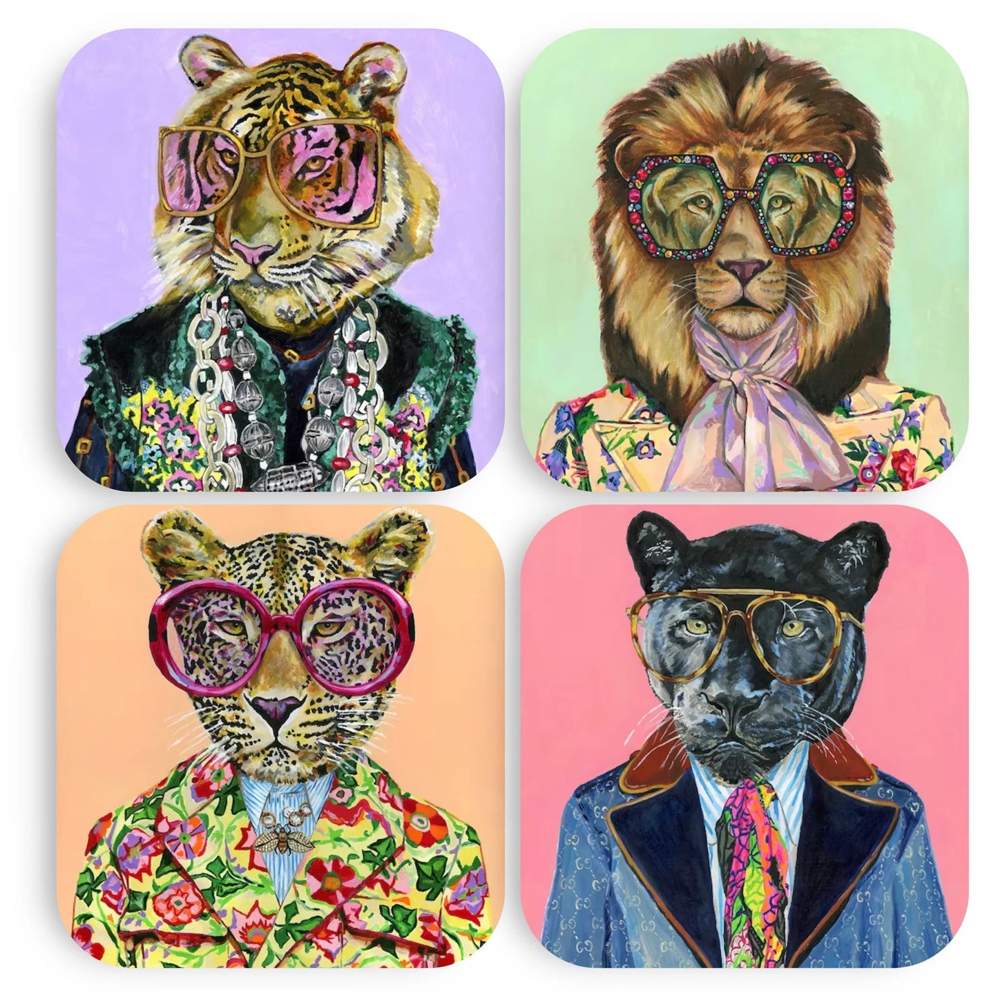 Tart by Taylor- Big Cats Set of 4 Coasters