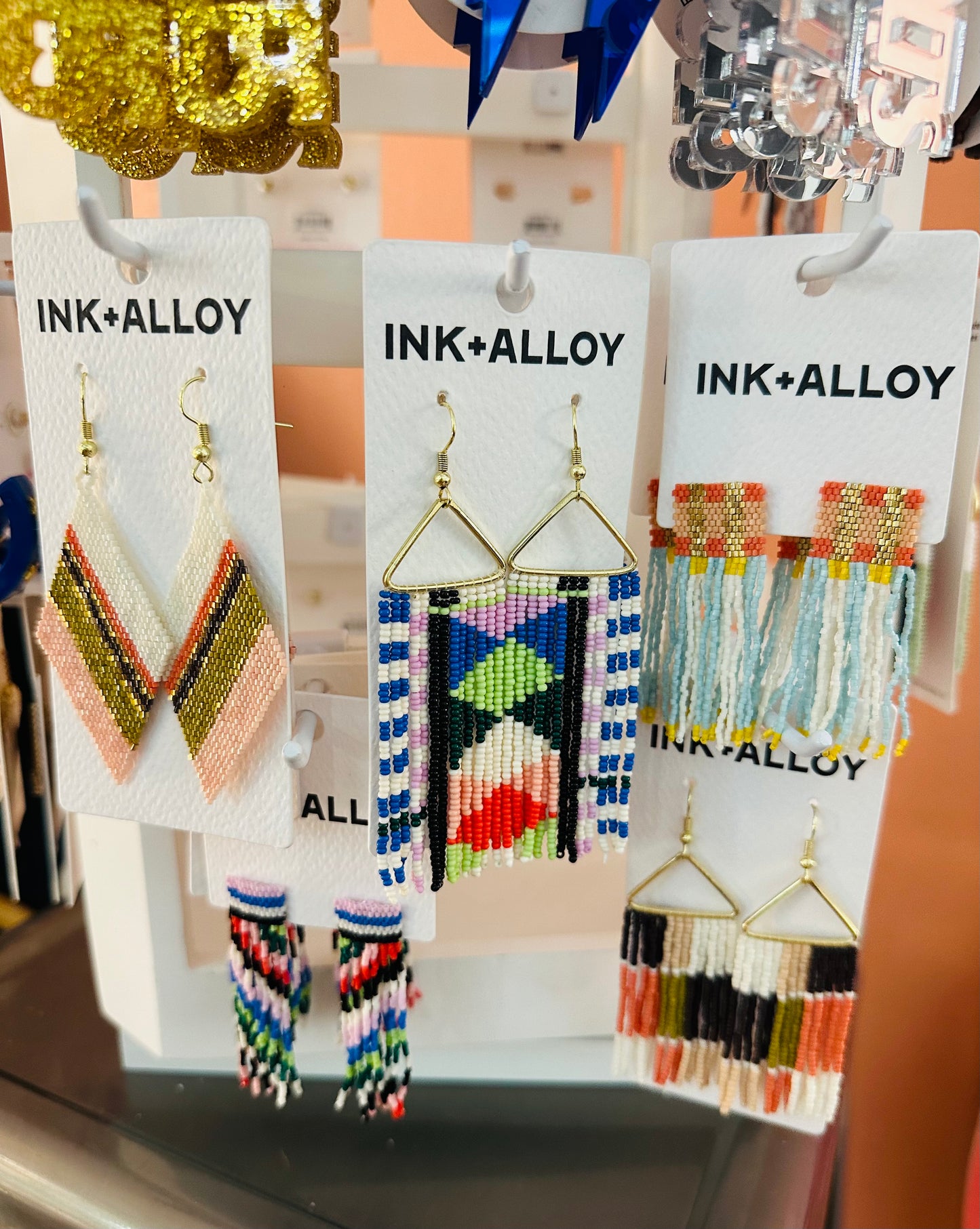 Ink + Alloy Ava Crossing Colorblock Beaded Fringe Earrings Amalfi