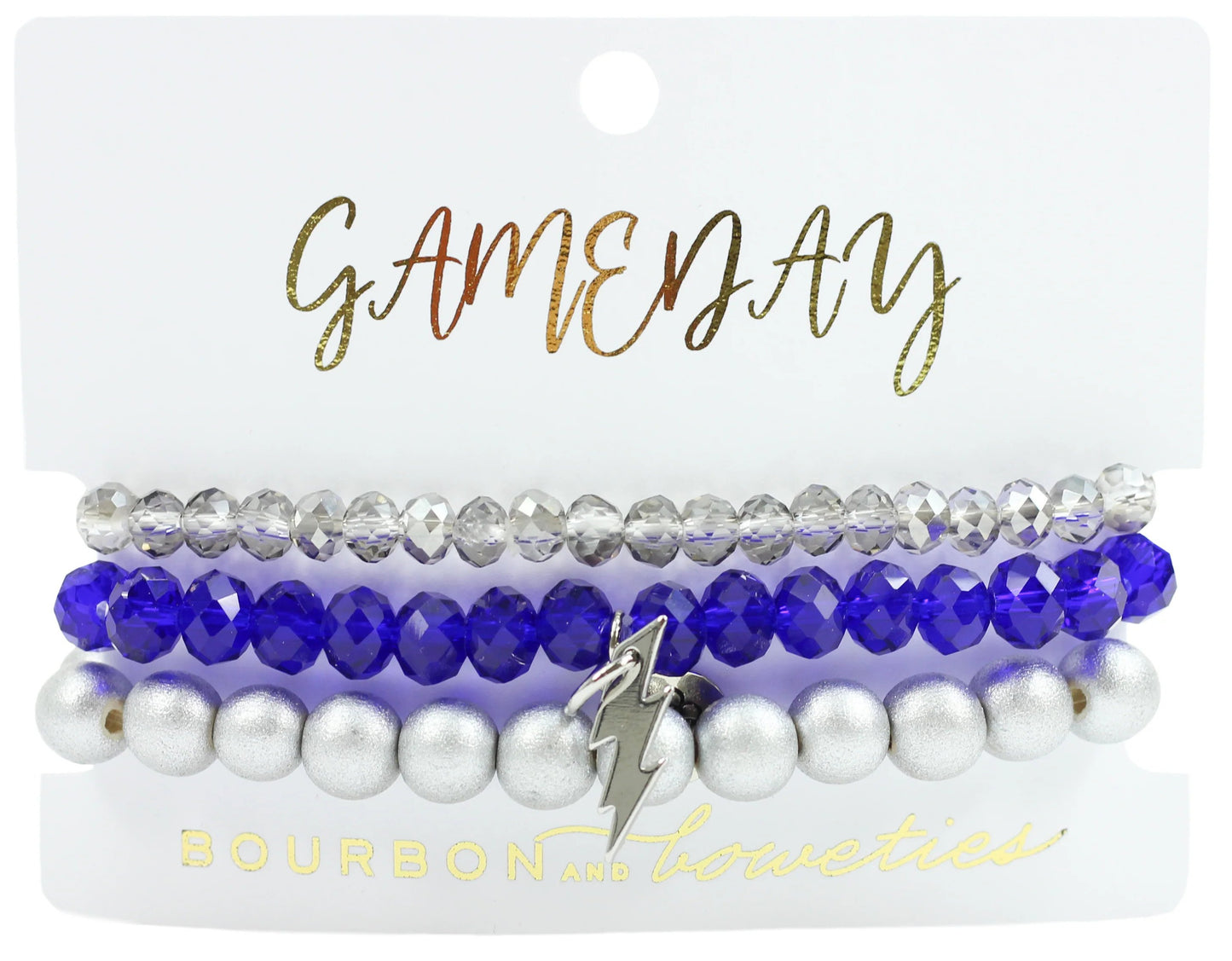 Bourbon & Boweties Kendley Bangle - Colbalt Blue Beaded Stretch Bracelet