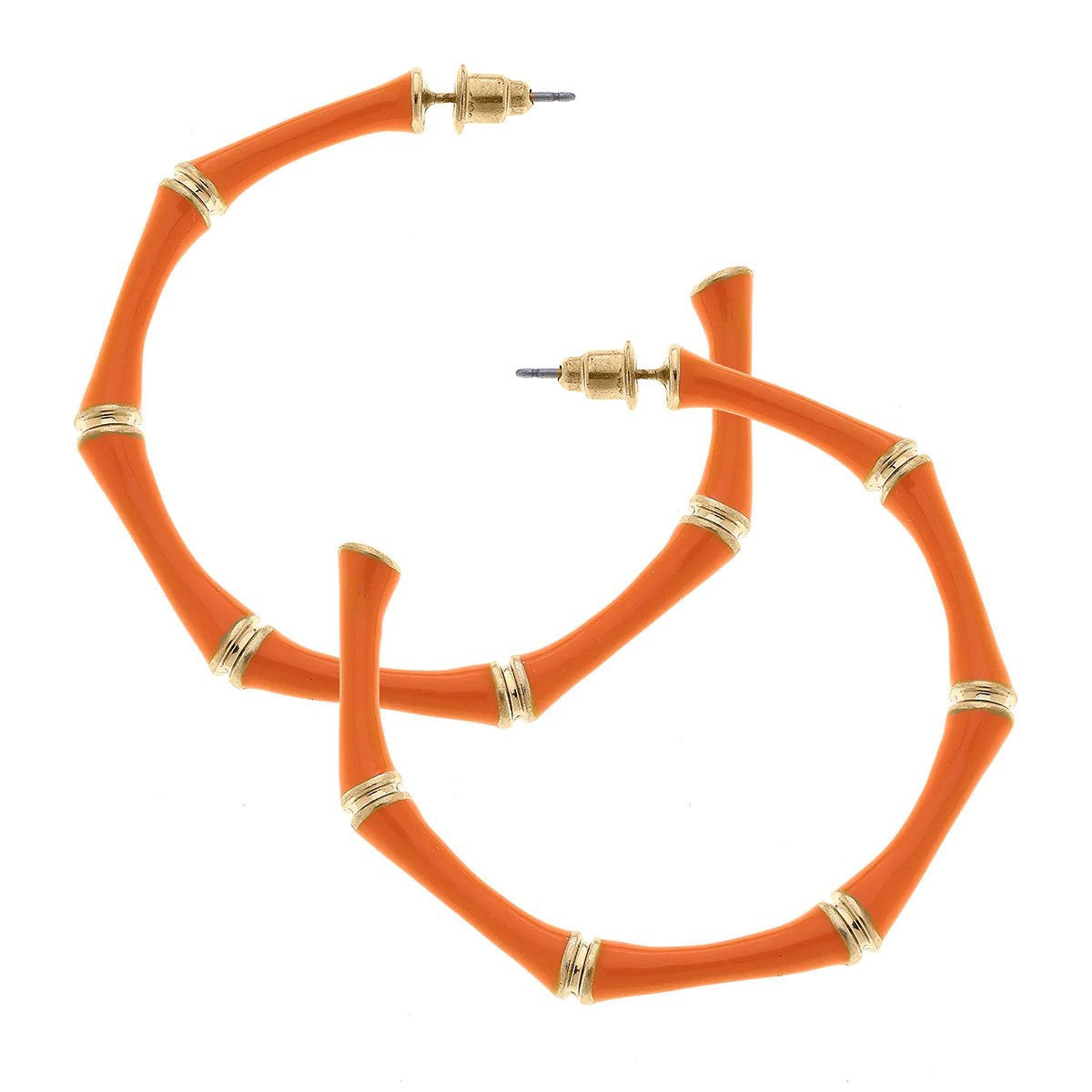 ORANGE Celeste Enamel Bamboo Hoop Earrings