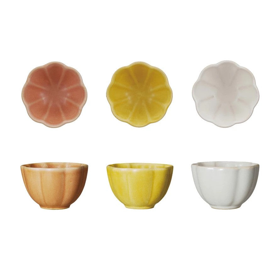 Stoneware Flower Shaped Bowl - Set of 3