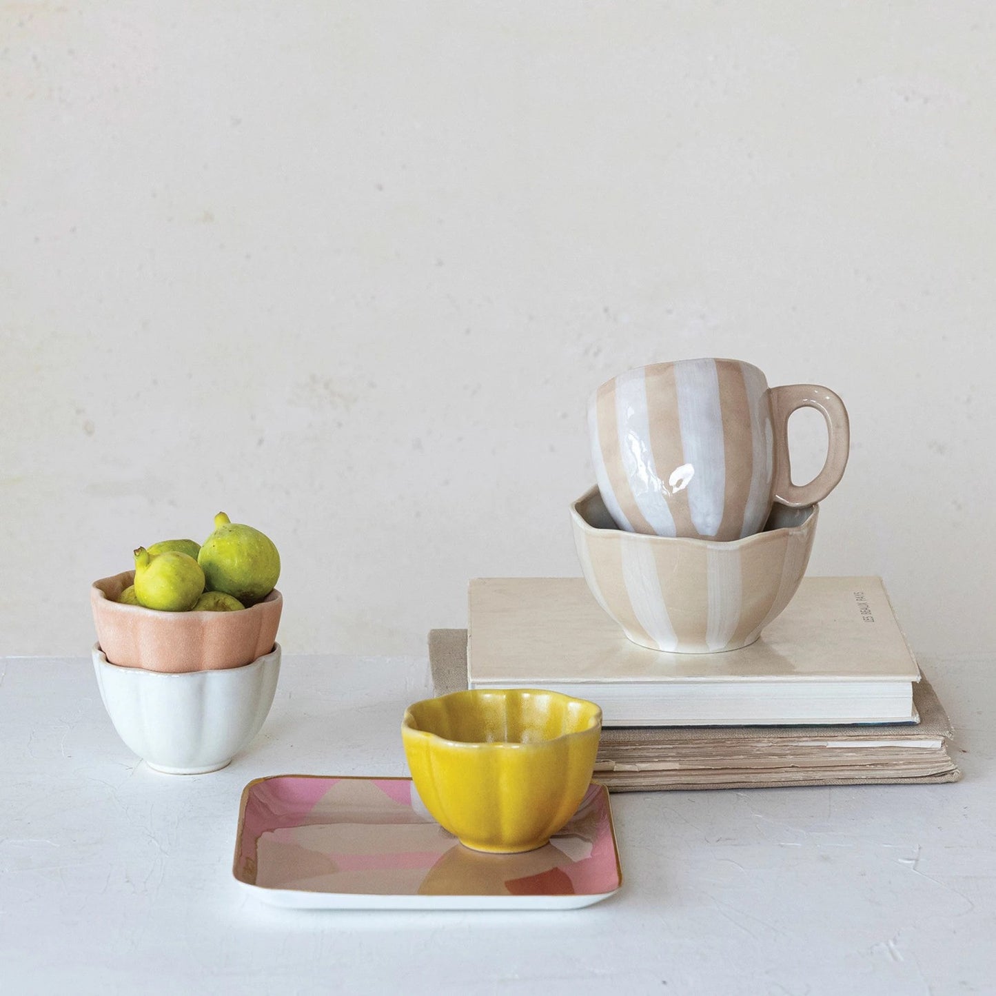 Stoneware Flower Shaped Bowl - Set of 3