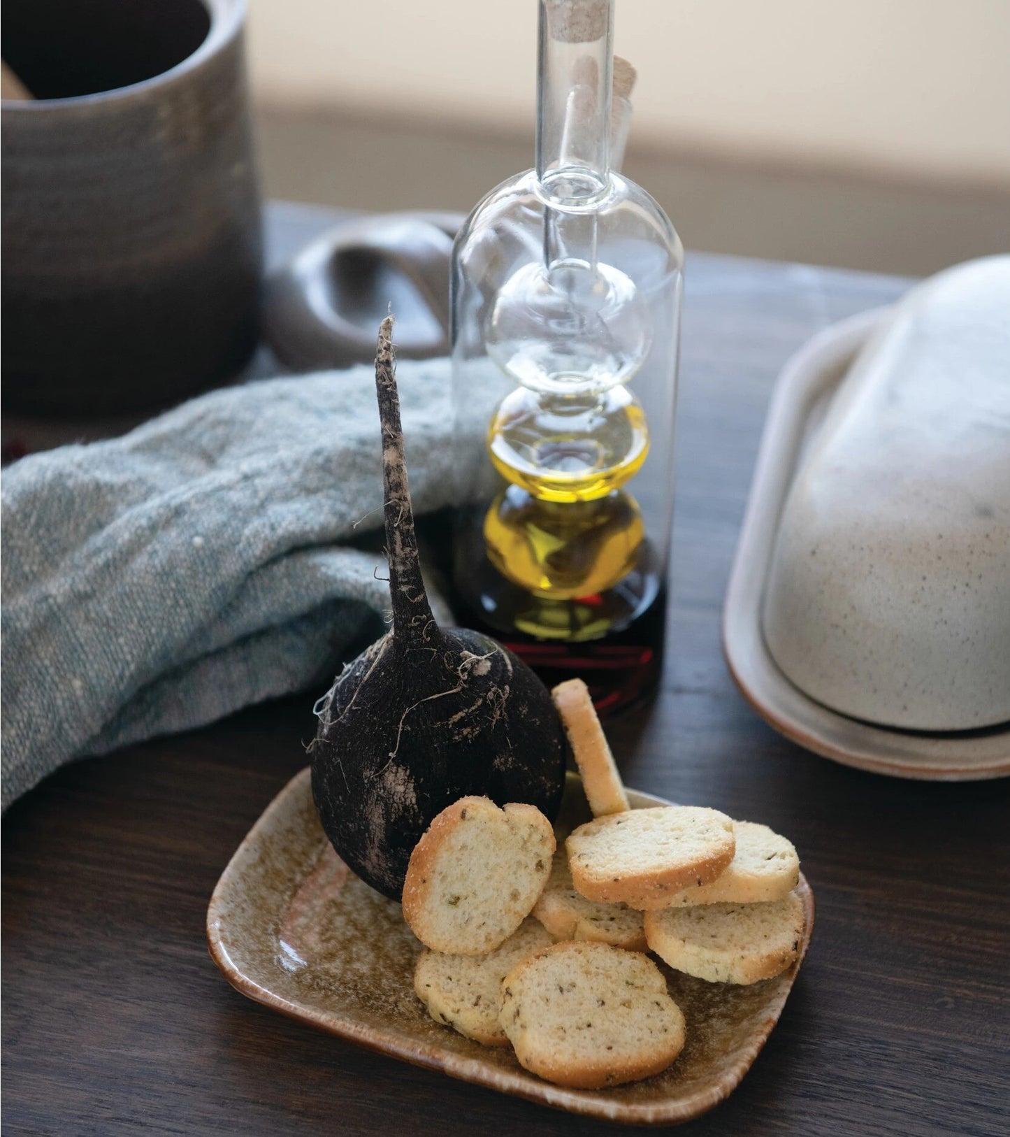 Glass Oil and Vinegar Cruet with Cork Stoppers