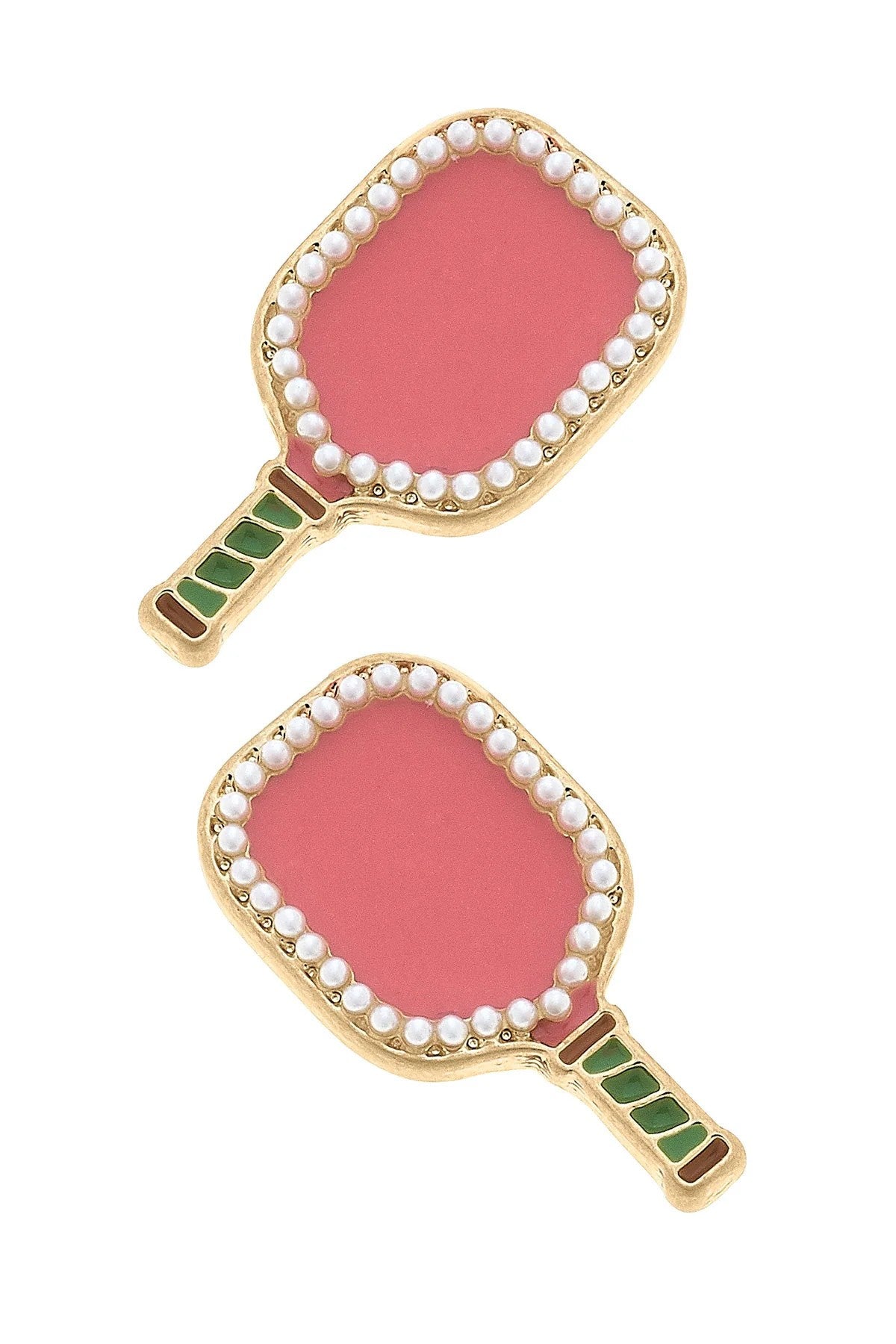 Canvas Style- Ellie Pickleball Paddle Stud Earrings in Pink