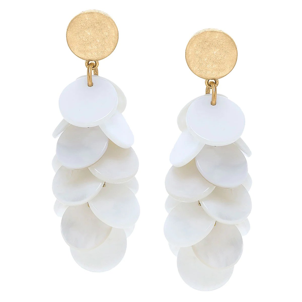 Canvas Style - Pearl Disc Cluster Statement Earrings in Mother of Pearl
