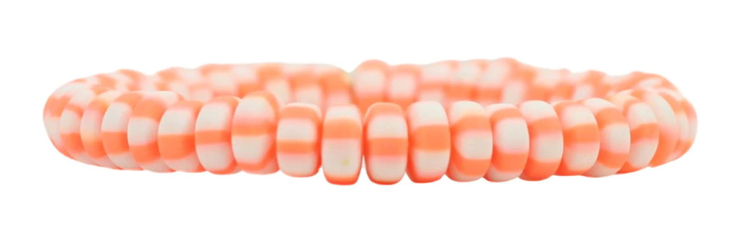 Bourbon & Boweties Stacker Stretch Bracelet- Orange & White