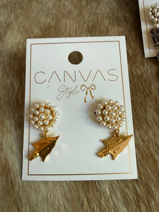 Florida State Seminoles Pearl Cluster 24K Gold Plated Logo Earrings