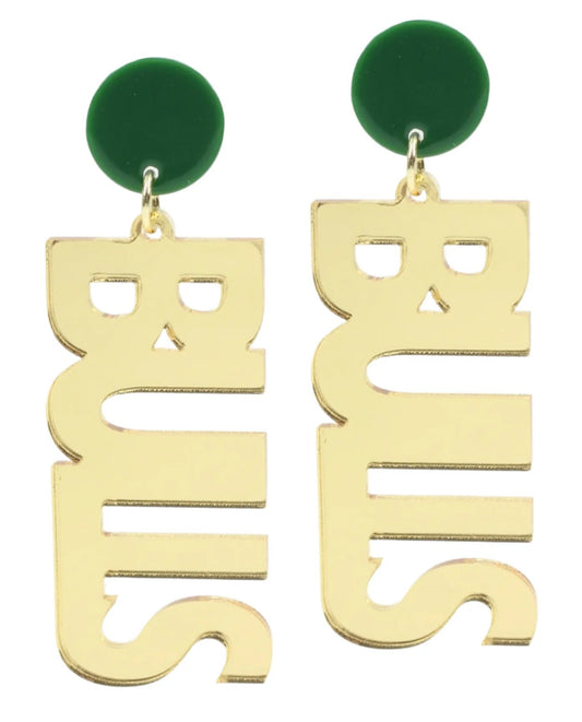 USF BULLS ACRYLIC EARRINGS - GOLD MIRRORED