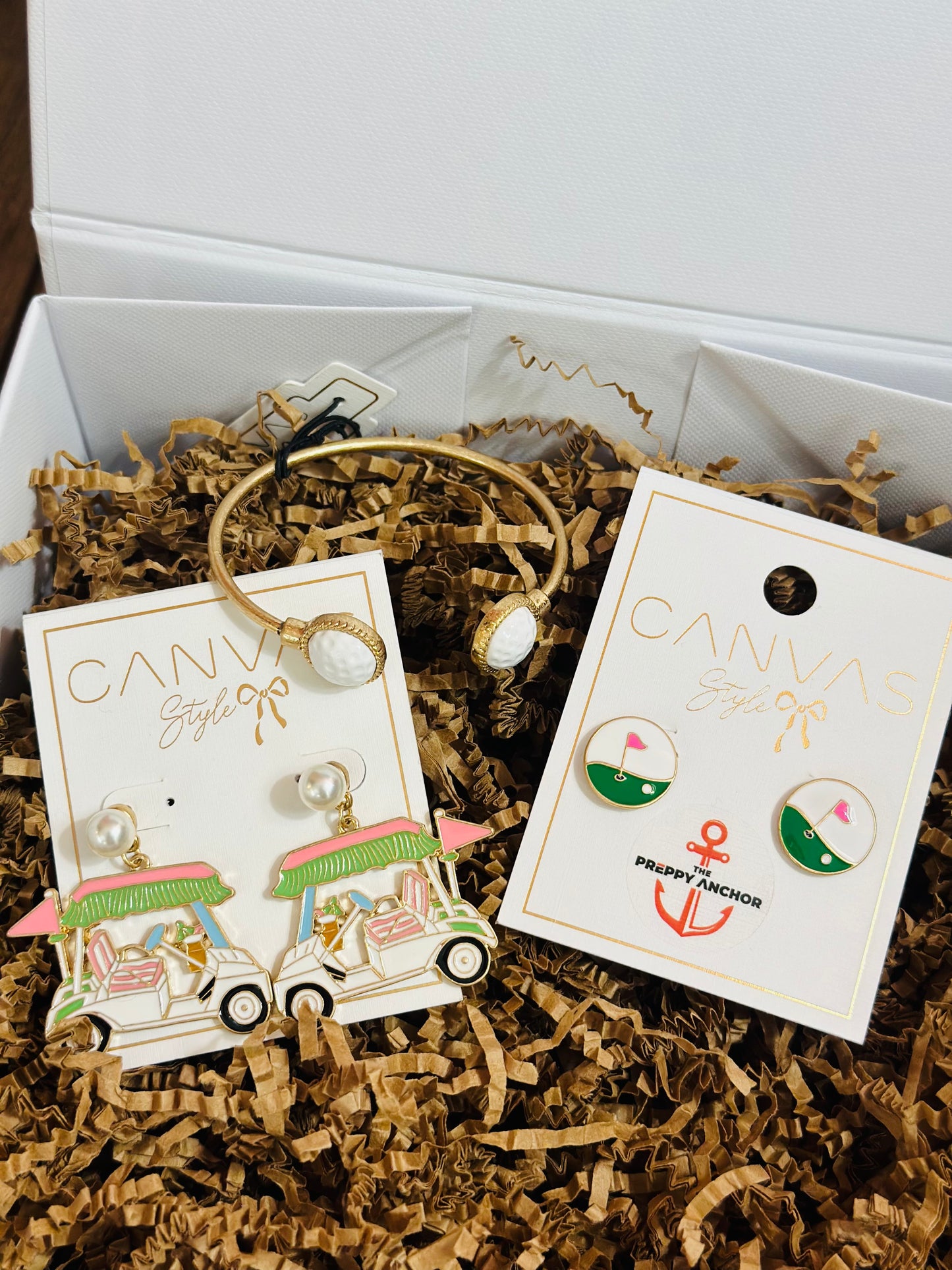 Canvas Style- Hole in One Enamel Golf Stud Earrings