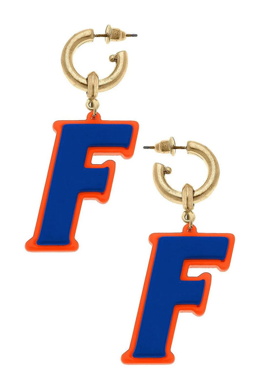 Florida Gators Resin Logo Drop Hoop Earrings