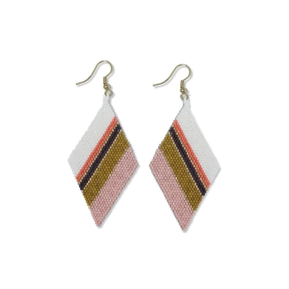 Ink + Alloy Mixed Diagonal Stripes Beaded Earrings Jaipur