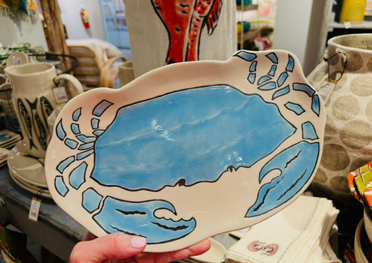 Stoneware Wax Relief Crab Shaped Plate
