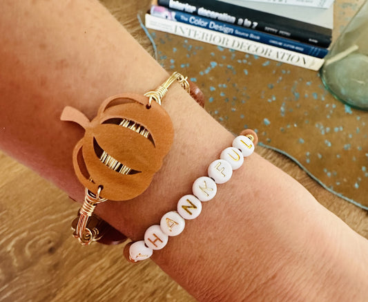 Bourbon & Boweties THANKFUL stacker stretch bracelet