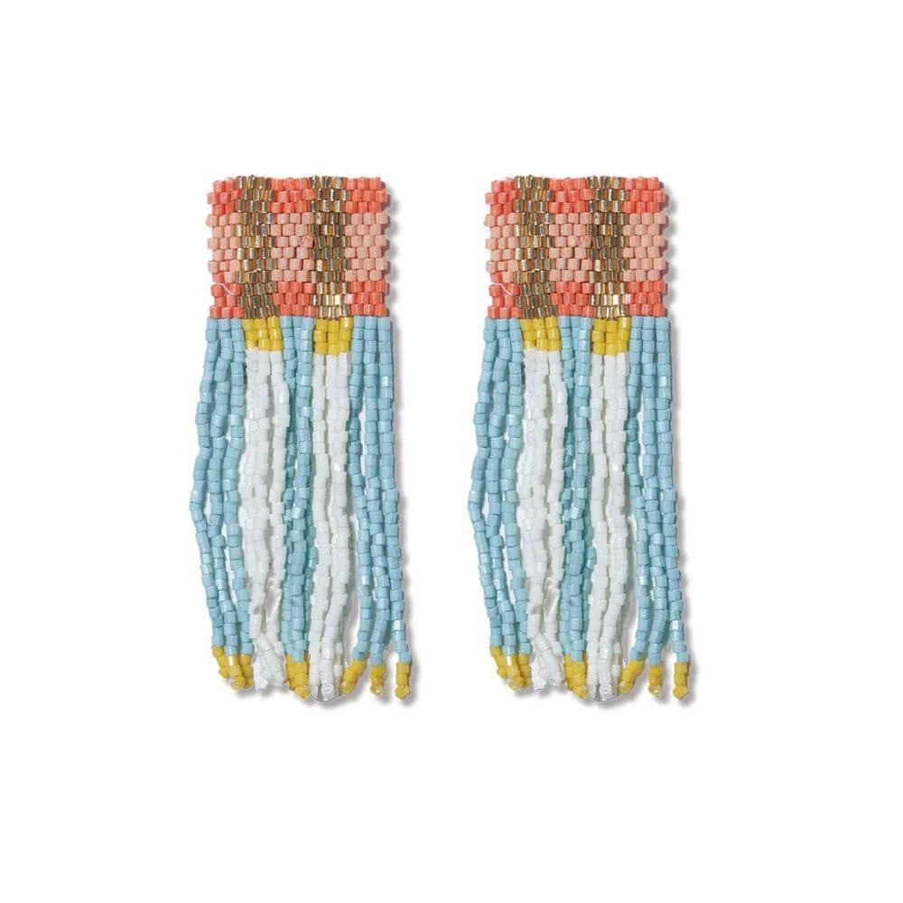 Ink + Alloy Ava Crossing Colorblock Beaded Fringe Earrings Amalfi