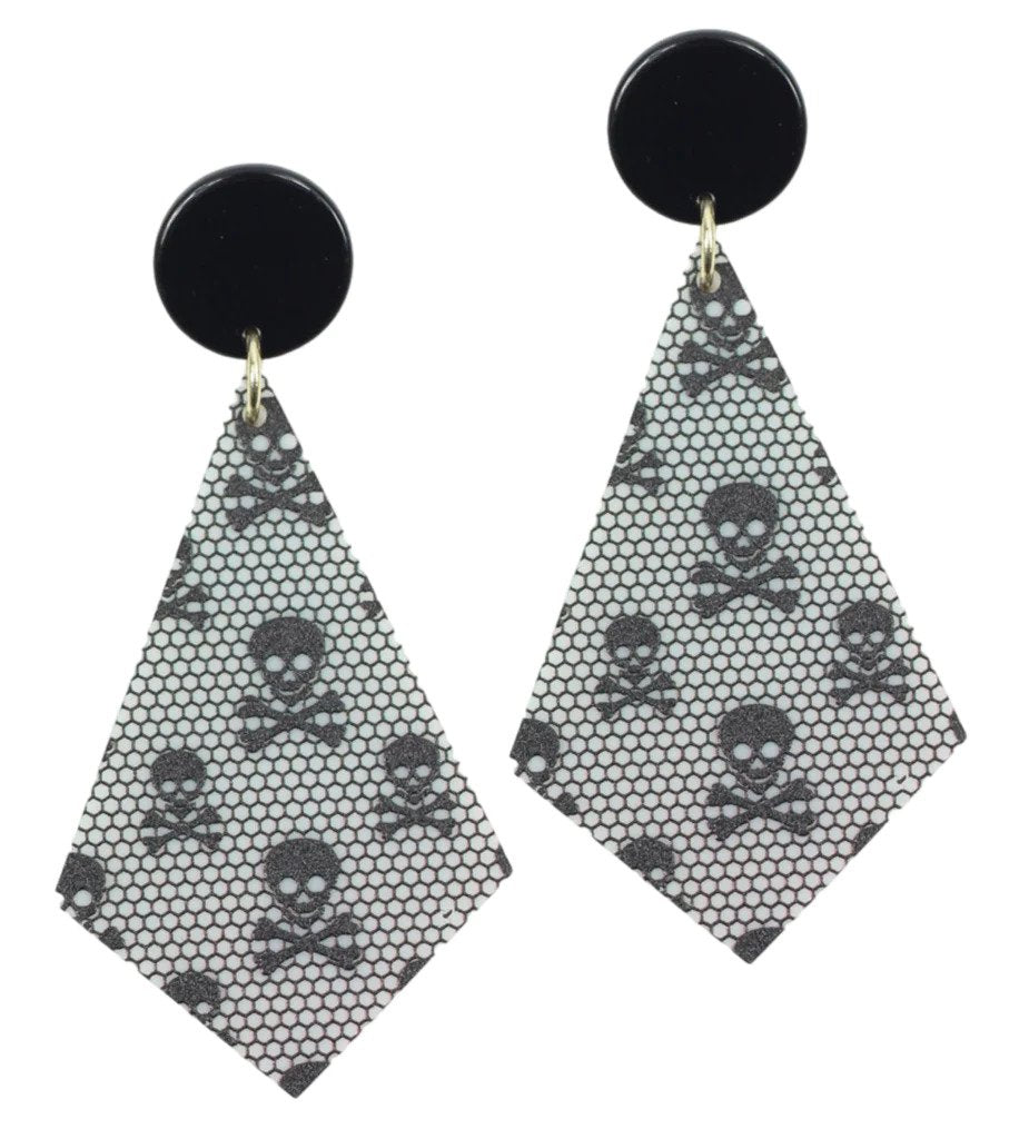 Bourbon & Boweties - BLACK TIE SKULL EARRINGS