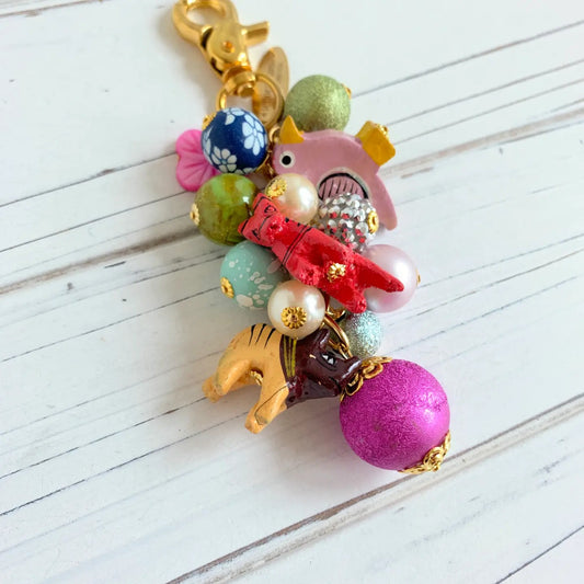 Colorful Animal Beaded Bag Charm & Keychain