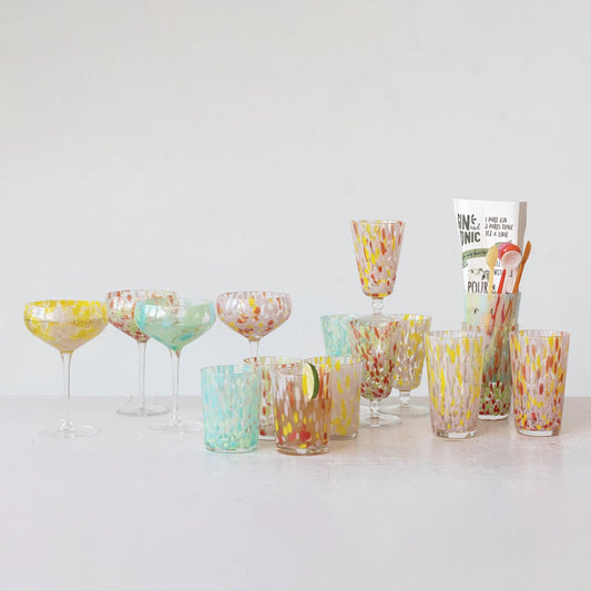 Stemmed Confetti Champagne/Coupe Glassware set