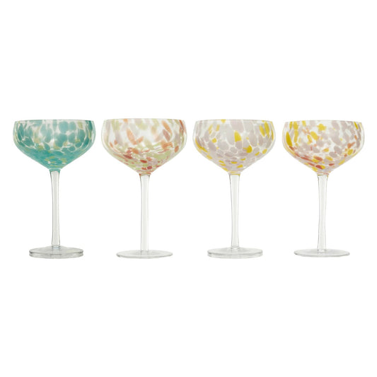 Hand- Blown Stemmed Drinking Glass, set of 6