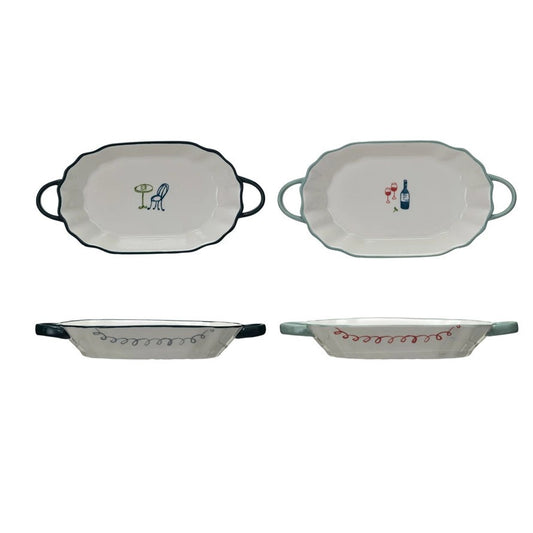 Bistro Hand-Painted Stoneware Dish Set of 4