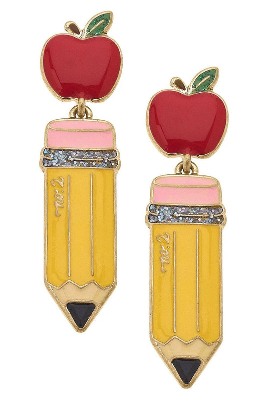 Teacher's Pet Apple & Pencil Earrings