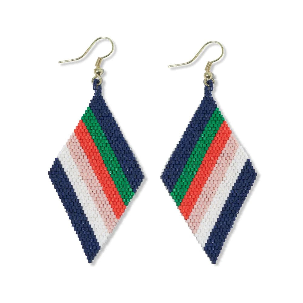 Ink + Alloy Frida Diagonal Uniform Stripe Beaded Earrings St. Tropez