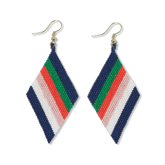 Ink + Alloy Frida Diagonal Uniform Stripe Beaded Earrings St. Tropez
