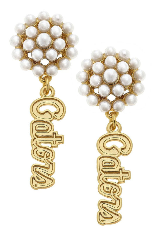 Florida Gators Pearl Cluster 24K Gold Plated Logo Earrings
