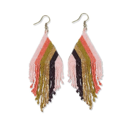 Ink + Alloy Falling Lines Beaded Fringe Earrings Jaipur