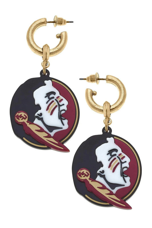 Florida State Seminoles Resin Logo Drop Hoop Earrings
