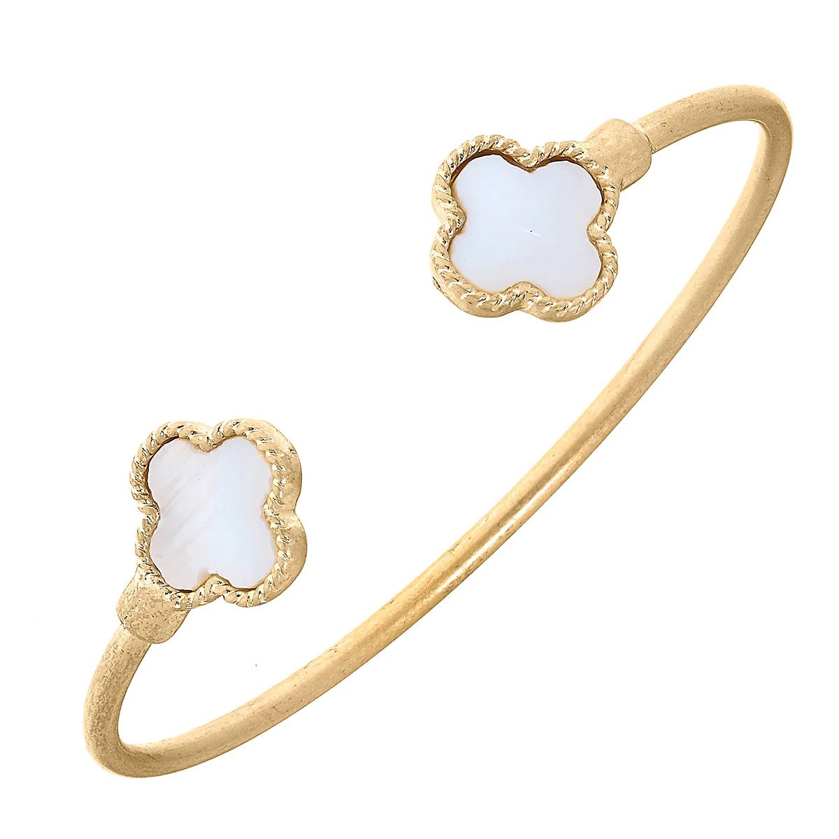 Canvas Style- Clover Disc Bangle in Mother of Pearl