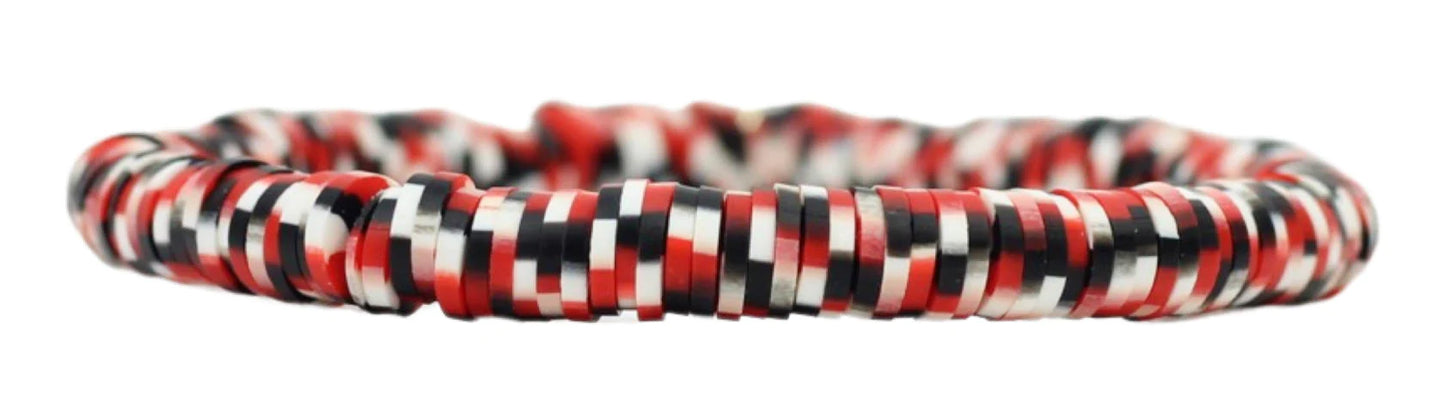 Bourbon & Boweties Stacker Stretch Bracelet- red, black, white